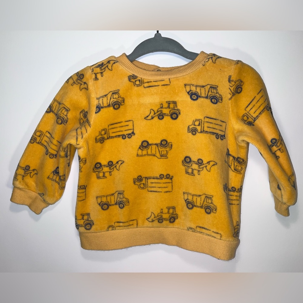 Little Me yellow truck sweater for 9M